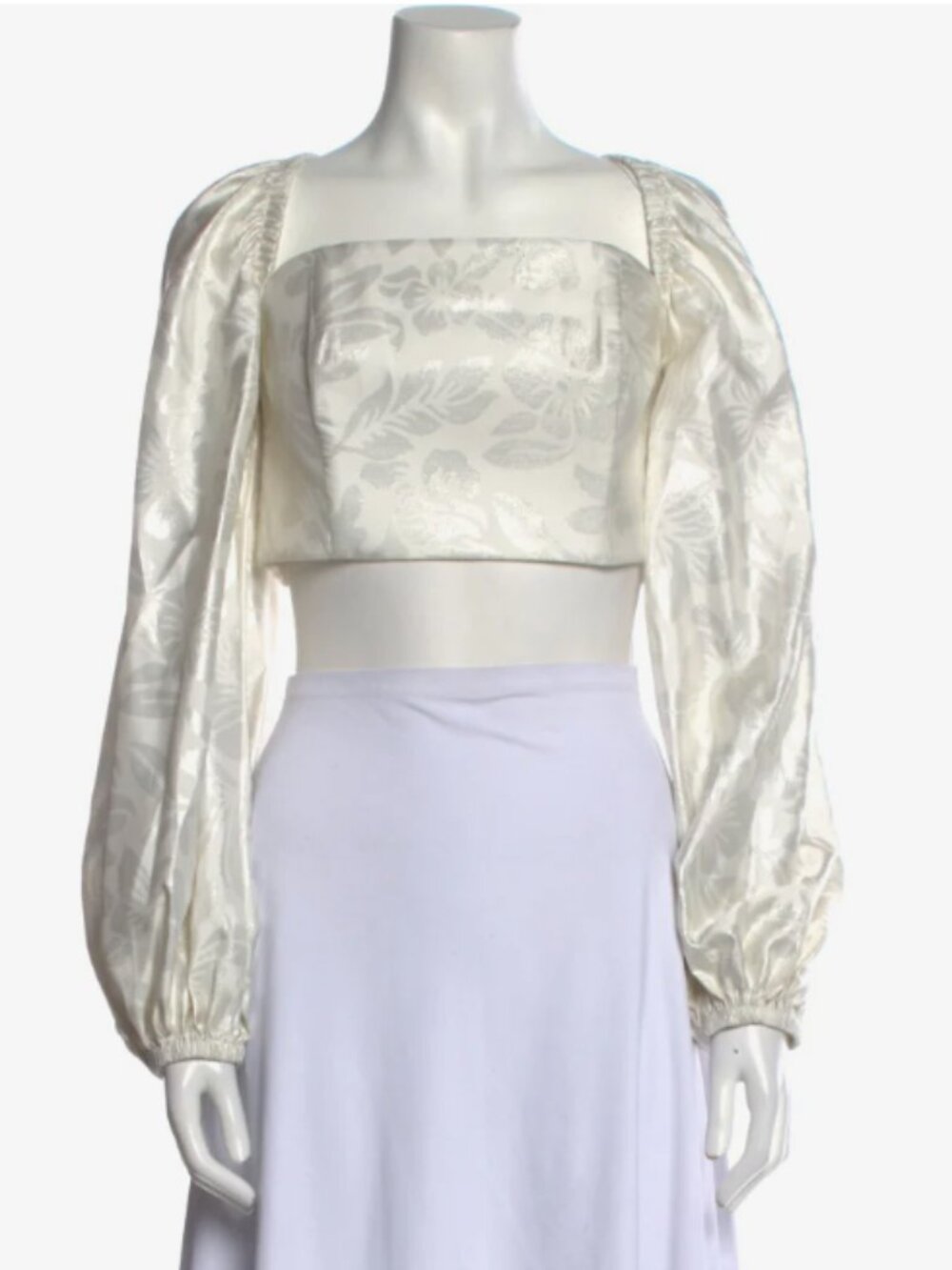 Significant Other  Square Neckline Long Sleeve Crop Top  Metallic | Size: M